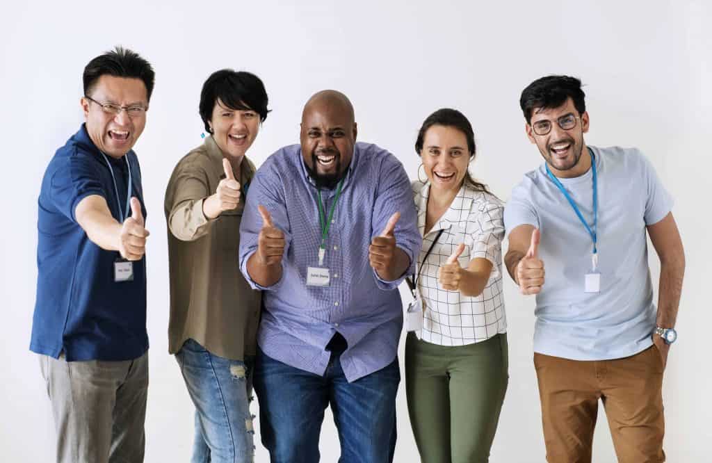 Cross-cultural team working together